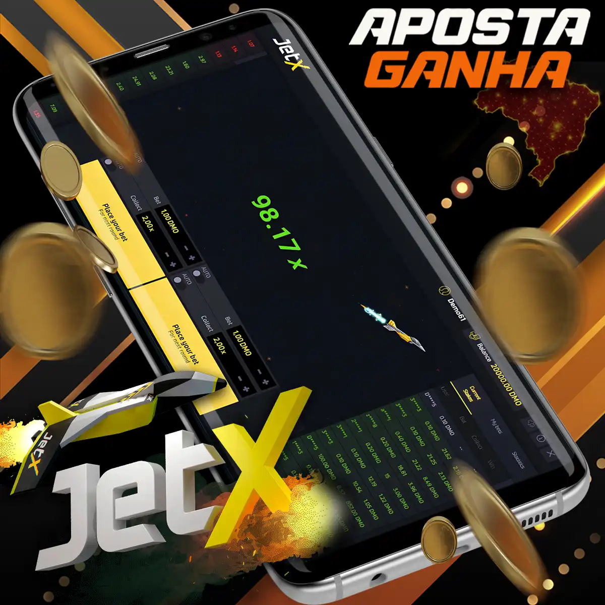 O popular jogo JetX no Cassino Apocta Ganha app no Brasil